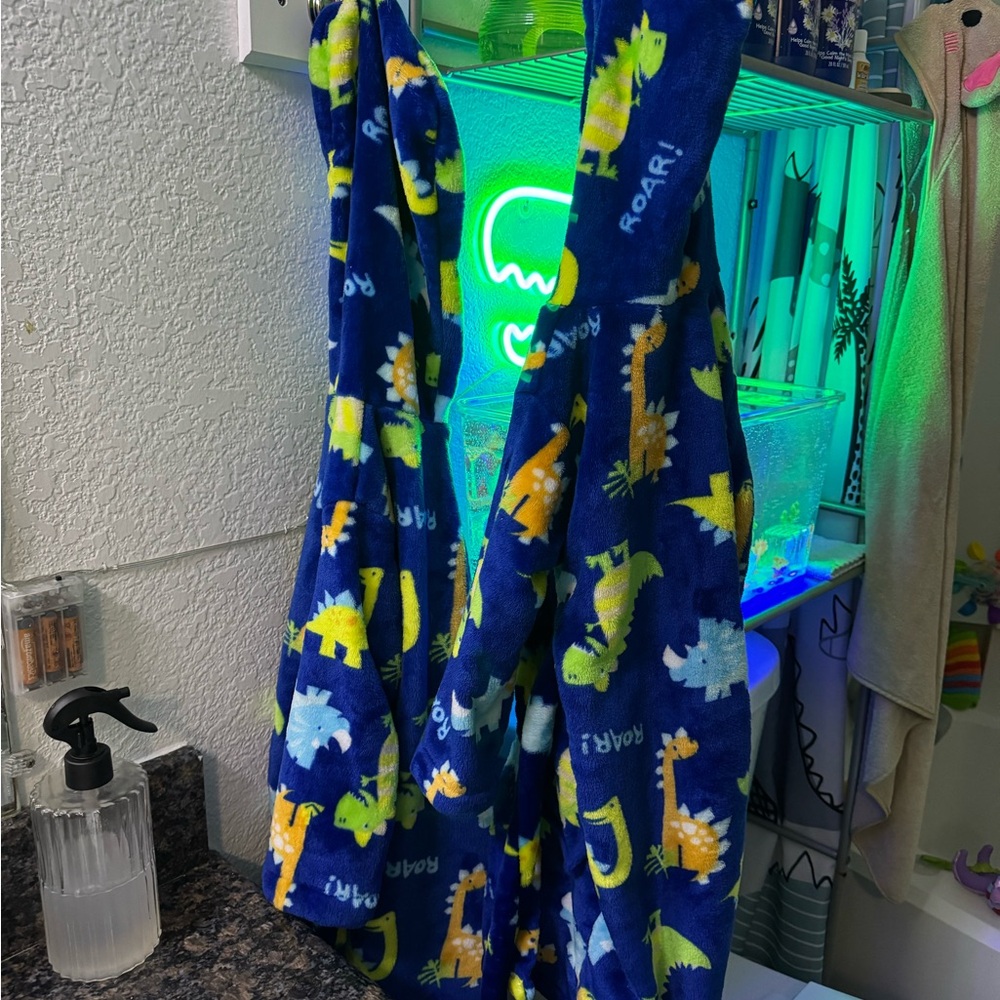 Kids Dinosaur Bath Robe - Blue